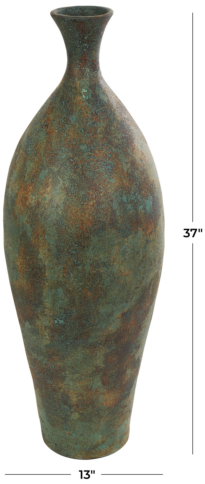 Image 7 Green Ceramic Rustic Vase, 13" x 13" x 37" more views