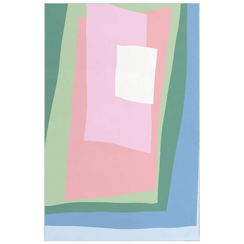 Image 1 Green Cut Out I Washable Geometric Art Area Rug size 5'x8'