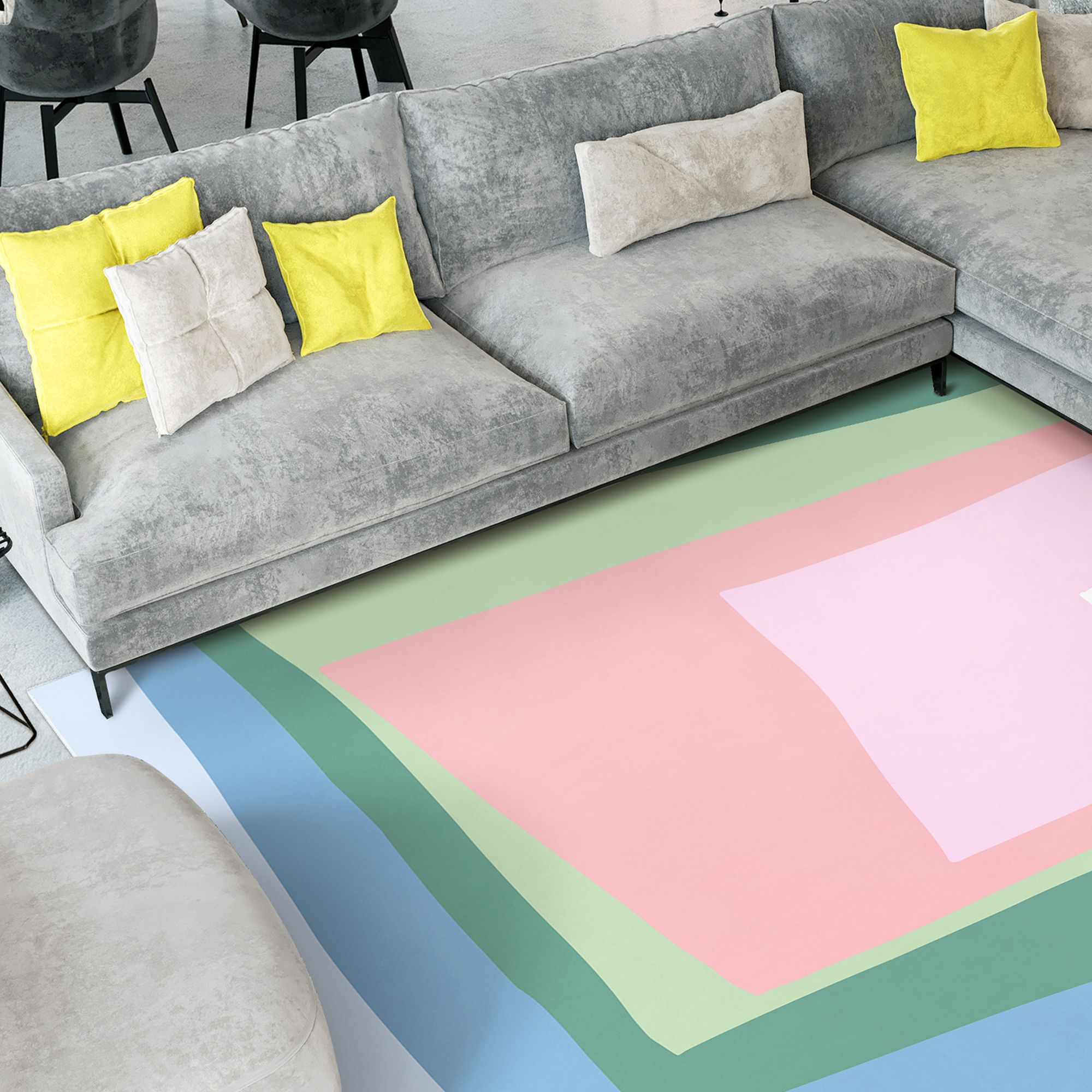 Image 5 Green Cut Out I Washable Geometric Art Area Rug size 8'x10' more views