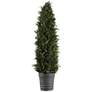 Green Cypress Cone Topiary 36" High Faux Plant in Gray Pot