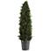 Green Cypress Cone Topiary 36" High Faux Plant in Gray Pot