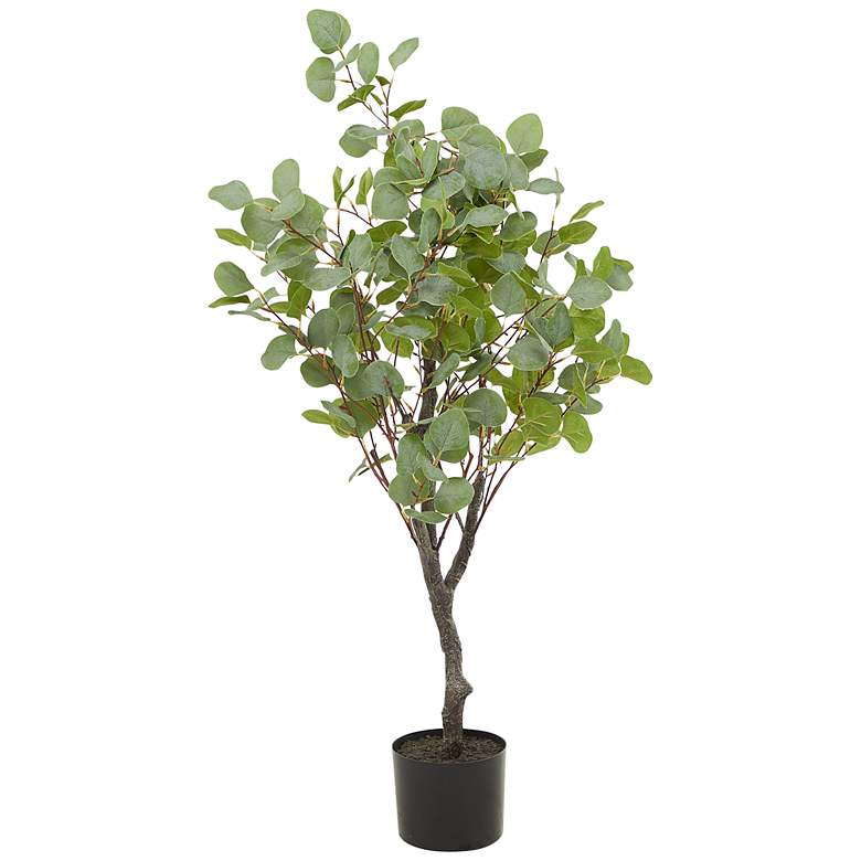 Image 2 Green Eucalyptus Tree 41 inch High Faux Plant in Black Pot