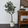 Green Eucalyptus Tree 41" High Faux Plant in Black Pot