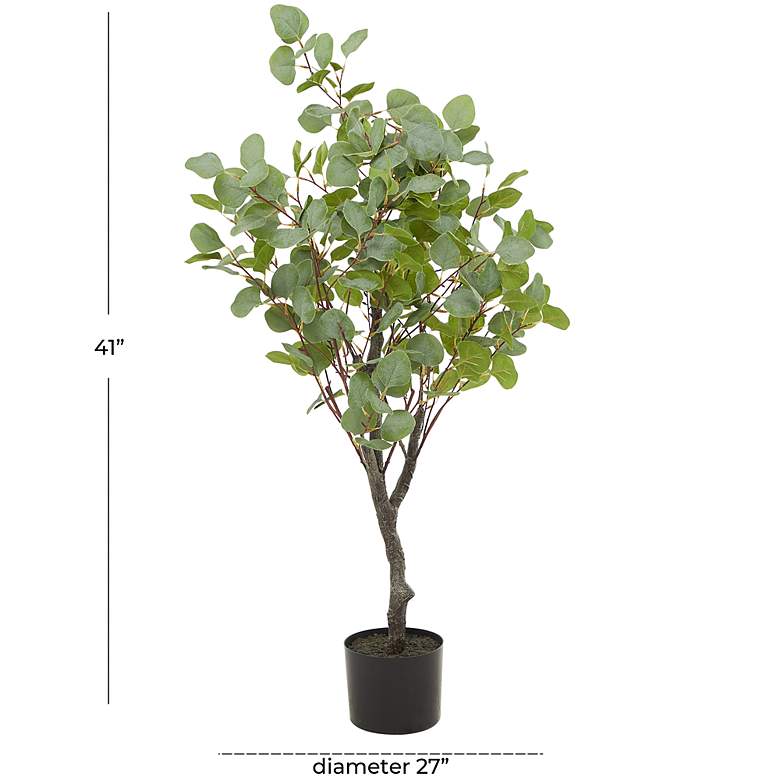 Image 4 Green Eucalyptus Tree 41 inch High Faux Plant in Black Pot more views