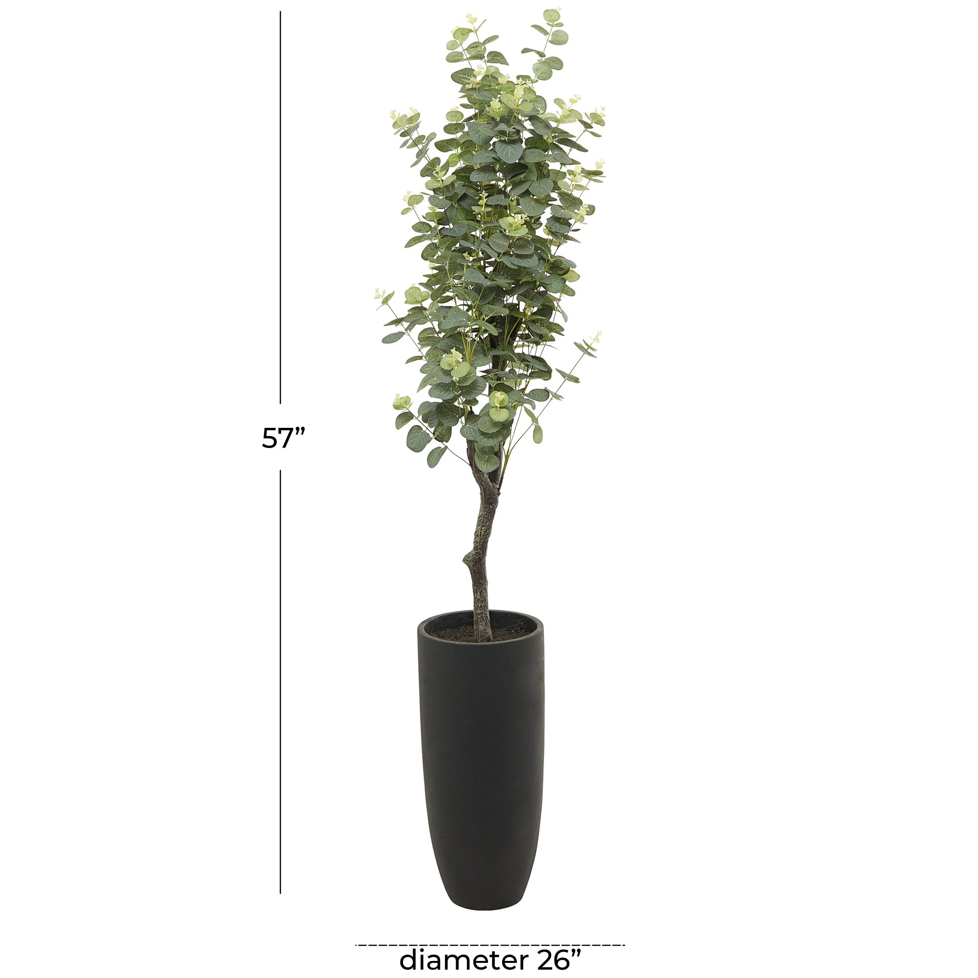 Image 4 Green Eucalyptus Tree 57" High Faux Plant in Black Pot more views