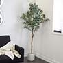 Green Eucalyptus Tree 70" High Faux Plant in Black Pot