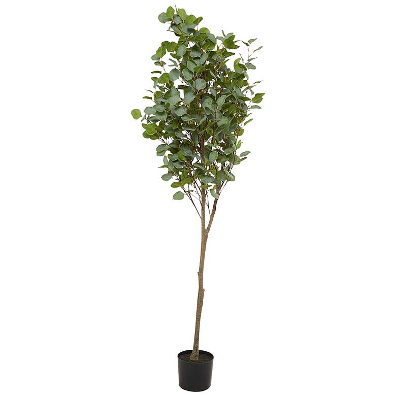 Image 4 Green Eucalyptus Tree 70 inch High Faux Plant in Black Pot more views