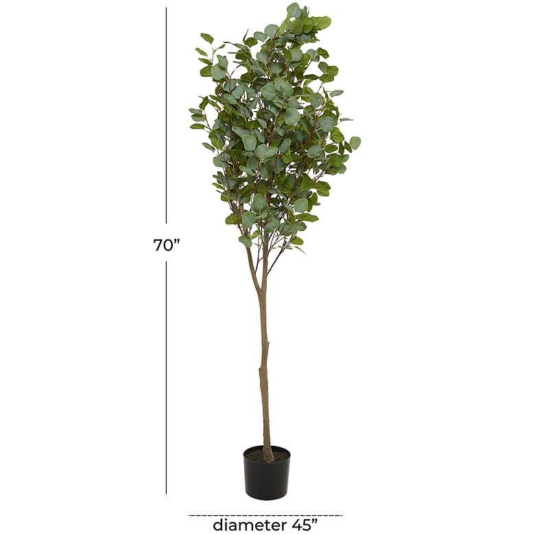 Image 5 Green Eucalyptus Tree 70" High Faux Plant in Black Pot more views