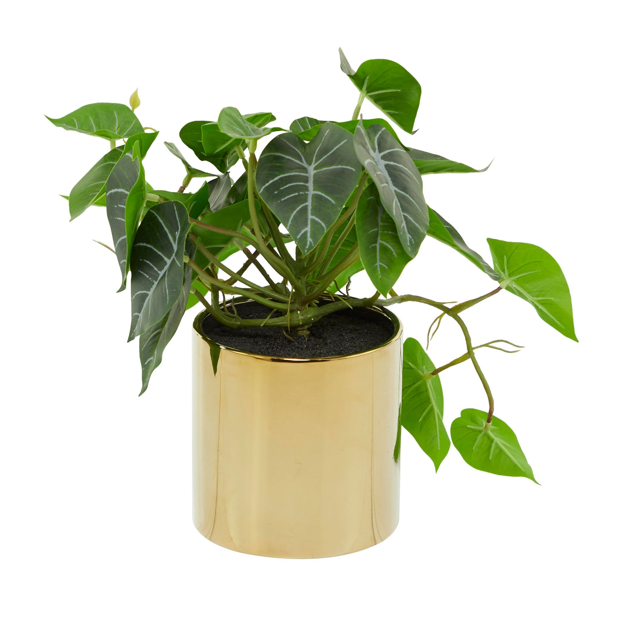 Image 4 Green Faux Foliage Modern Artificial Plant, 14" x 14" x 12" more views