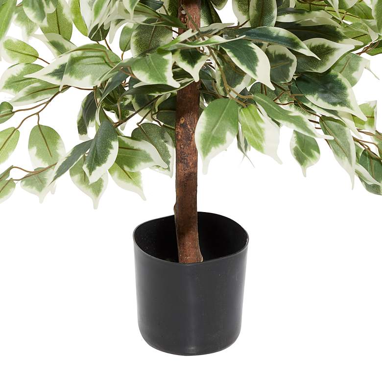 Image 3 Green Ficus Tree 38" High Faux Plant in Black Pot more views