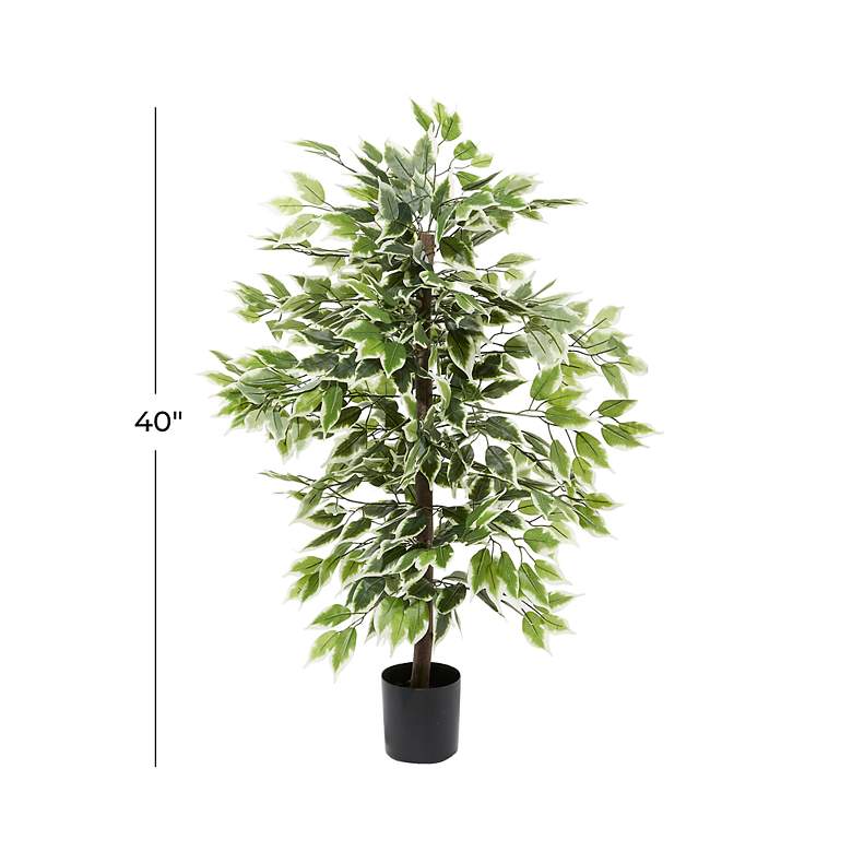 Image 5 Green Ficus Tree 38" High Faux Plant in Black Pot more views