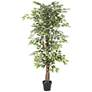Green Ficus Tree 73" High Faux Plant in Black Pot
