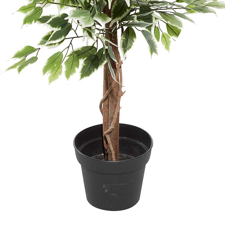 Image 4 Green Ficus Tree 73" High Faux Plant in Black Pot more views