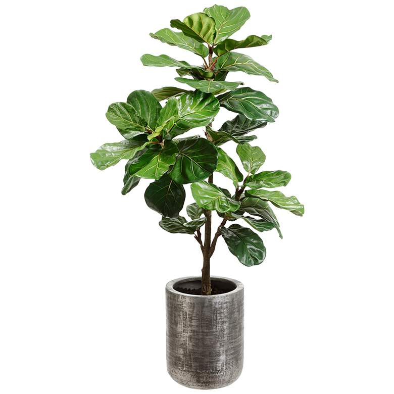 Image 1 Green Fiddle Leaf 61 inch High Faux Plant in Aluminum Pot