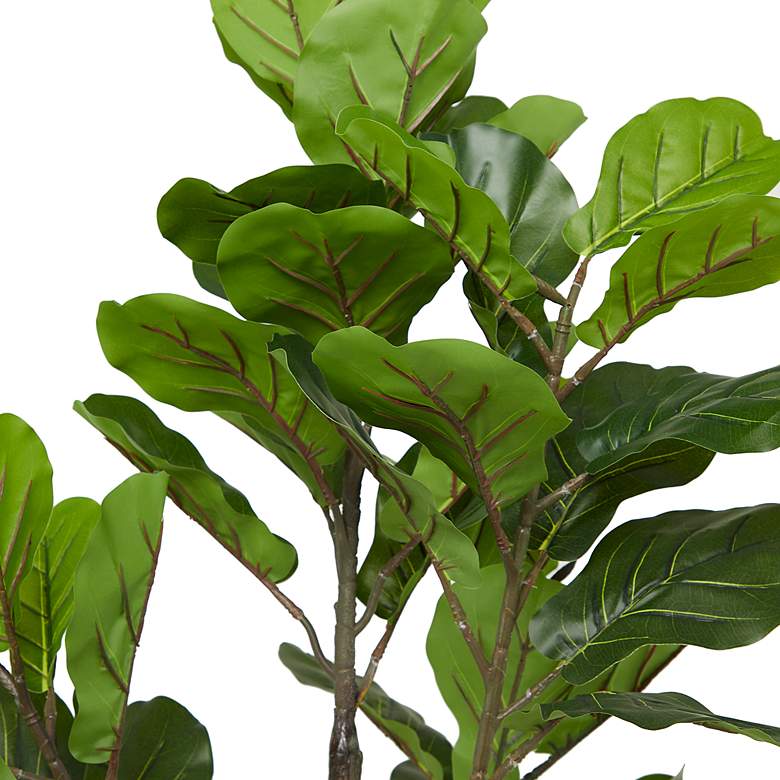 Image 3 Green Fiddle Leaf Tree 63"H Faux Plant in Black Melamine Pot more views