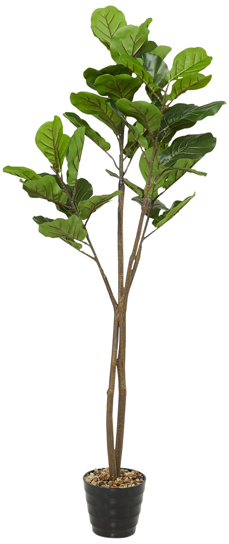 Image 5 Green Fiddle Leaf Tree 63"H Faux Plant in Black Melamine Pot more views
