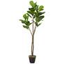 Green Fiddle Leaf Tree 63"H Faux Plant in Black Melamine Pot