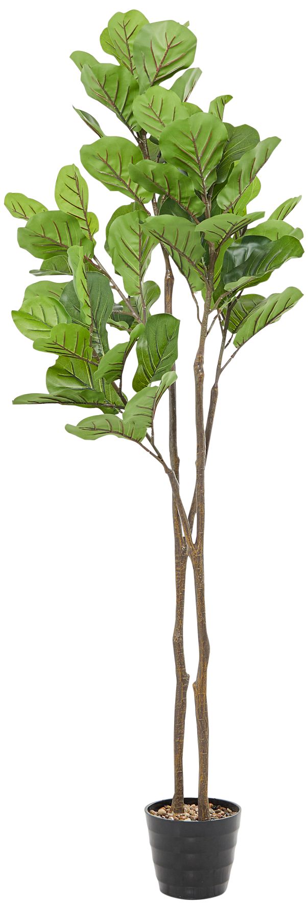 Image 4 Green Fiddle Leaf Tree 70"H Faux Plant in Black Melamine Pot more views