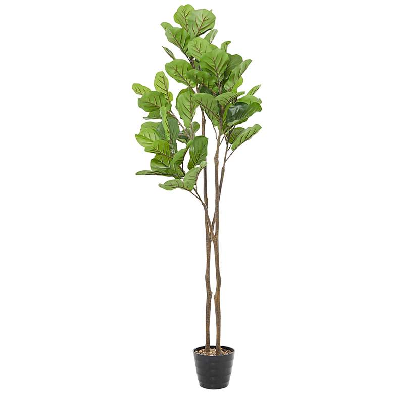 Image 4 Green Fiddle Leaf Tree 70 inchH Faux Plant in Black Melamine Pot more views