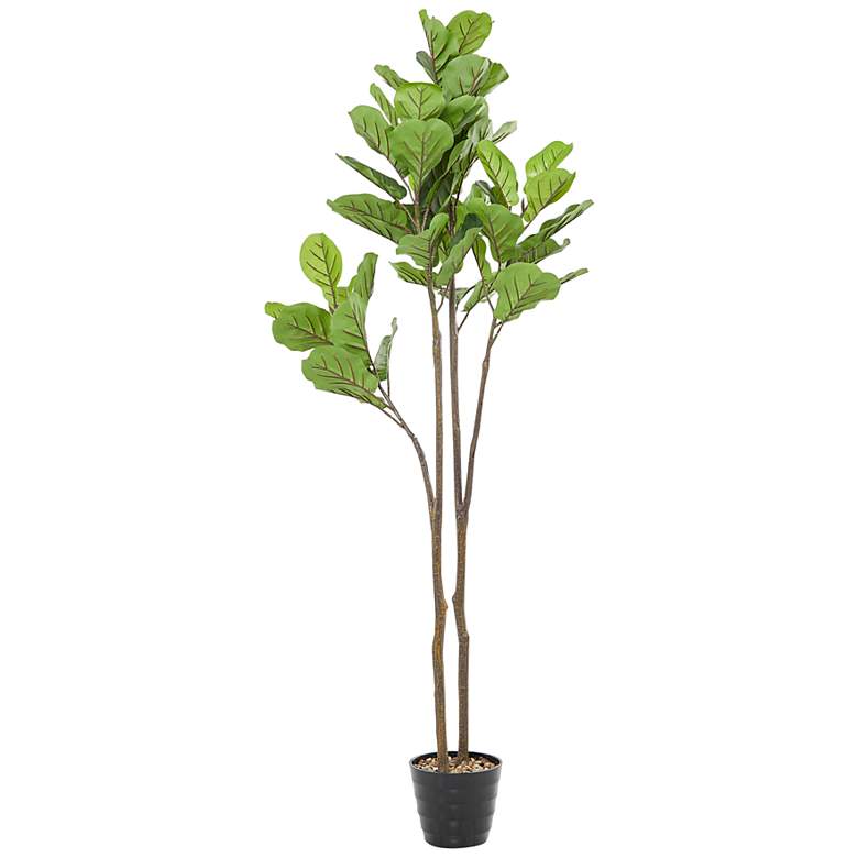 Image 5 Green Fiddle Leaf Tree 70 inchH Faux Plant in Black Melamine Pot more views