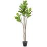 Green Fiddle Leaf Tree 70"H Faux Plant in Black Melamine Pot