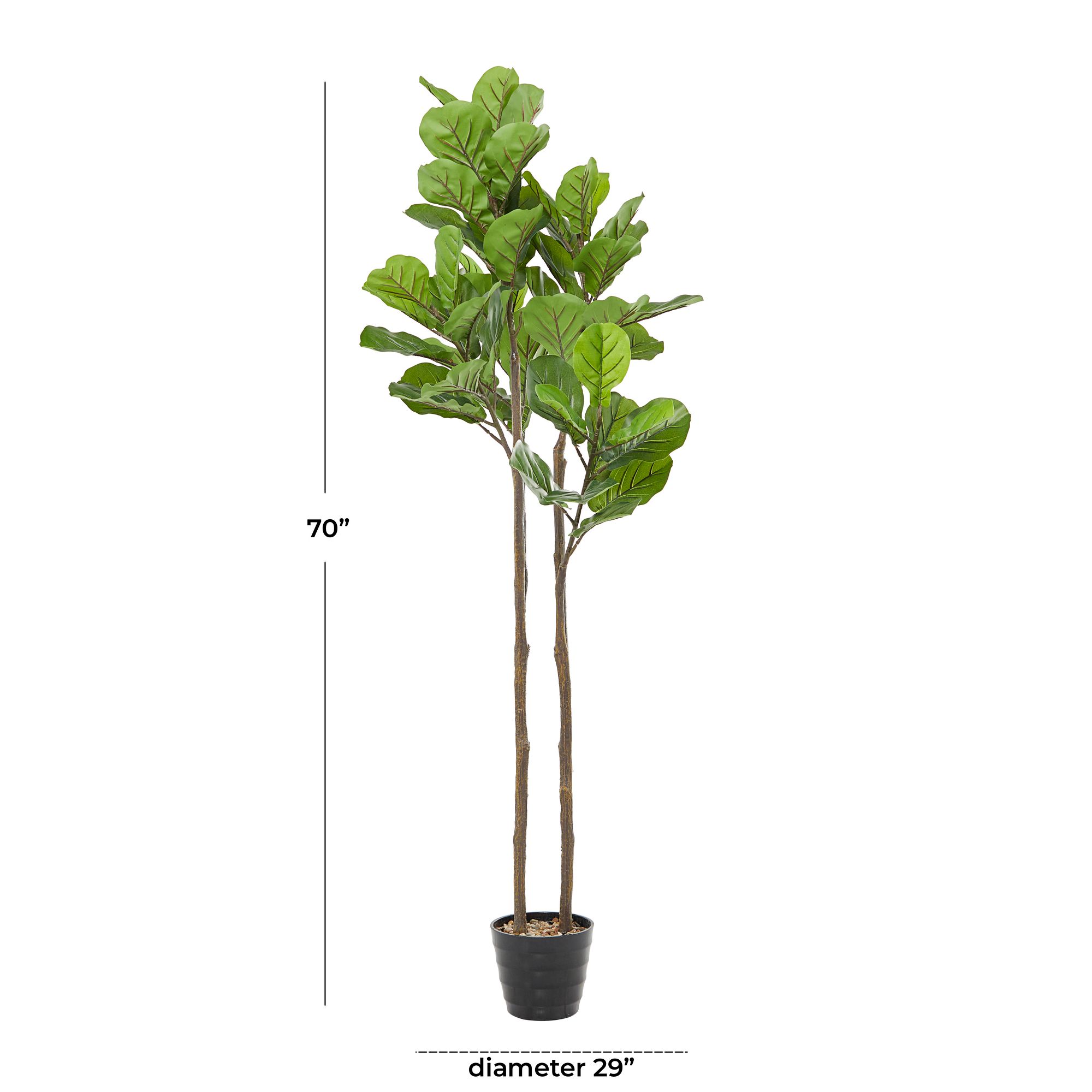 Image 6 Green Fiddle Leaf Tree 70"H Faux Plant in Black Melamine Pot more views