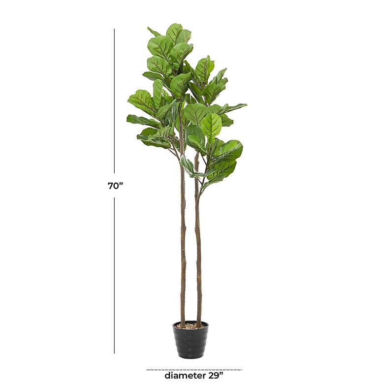 Image 6 Green Fiddle Leaf Tree 70 inchH Faux Plant in Black Melamine Pot more views