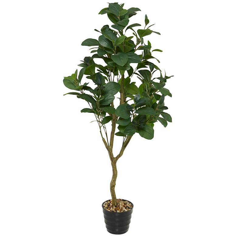 Image 2 Green Fig Tree 45" High Faux Plant in Black Melamine Pot