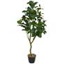Green Fig Tree 45" High Faux Plant in Black Melamine Pot