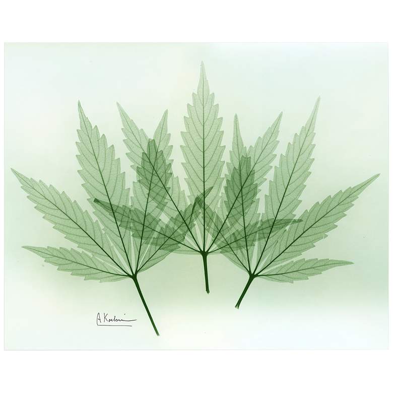 Image 3 Green Flower 20"W Floating Tempered Glass Graphic Wall Art