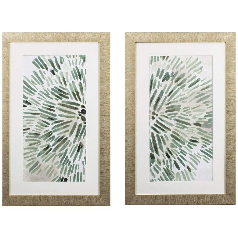 Image 1 Green Flowerhead 21"W x 33"H Framed Art Set of 2