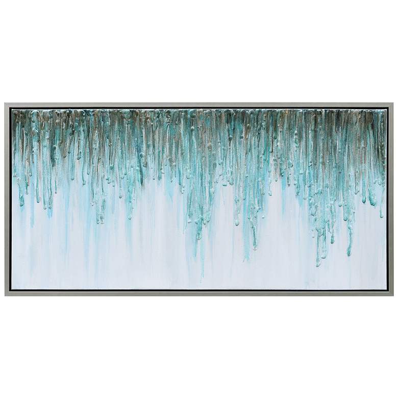 Image 3 Green Frequency 48" Wide Rectangular Framed Canvas Wall Art