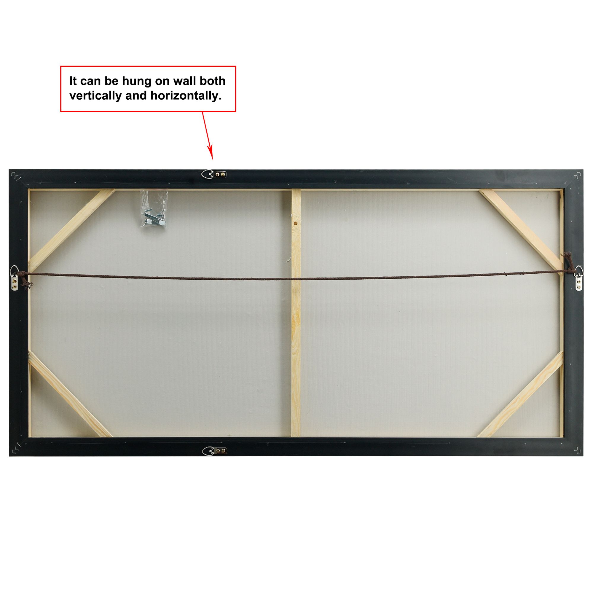 Green Frequency 48" Wide Rectangular Framed Canvas Wall Art in scene
