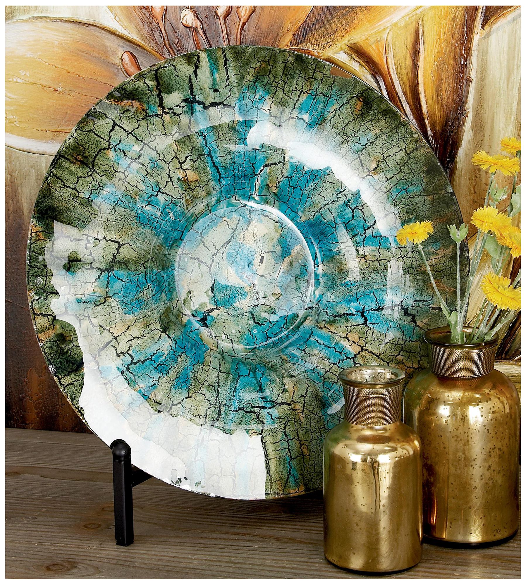Image 4 Green Glass Glam Charger, 18" x 18" x 2" more views