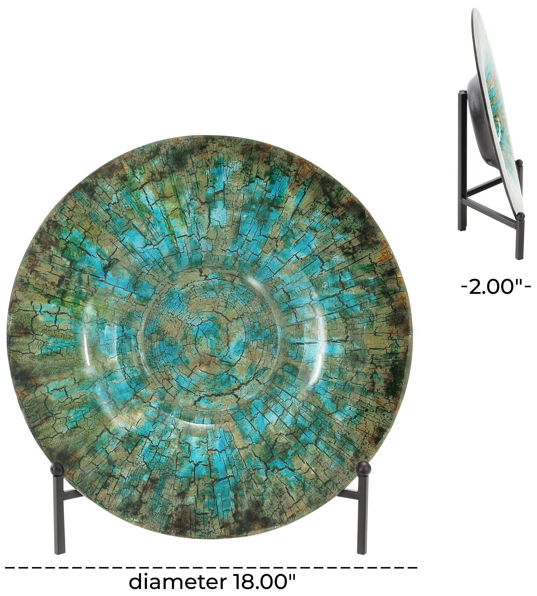 Image 7 Green Glass Glam Charger, 18" x 18" x 2" more views