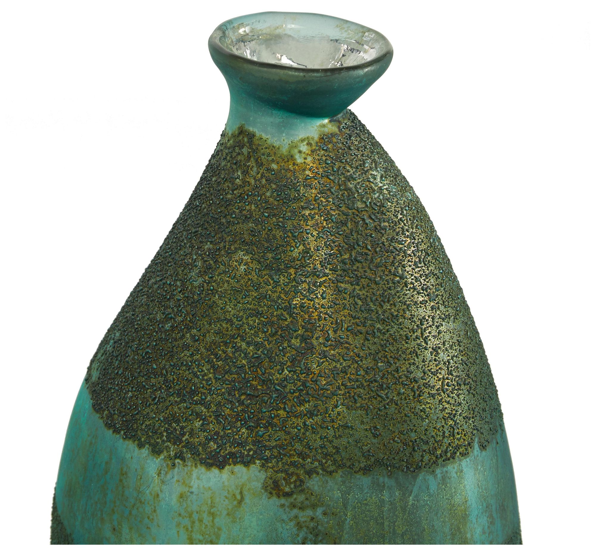 Image 4 Green Glass Rustic Vase, S/2 9", 12"H more views