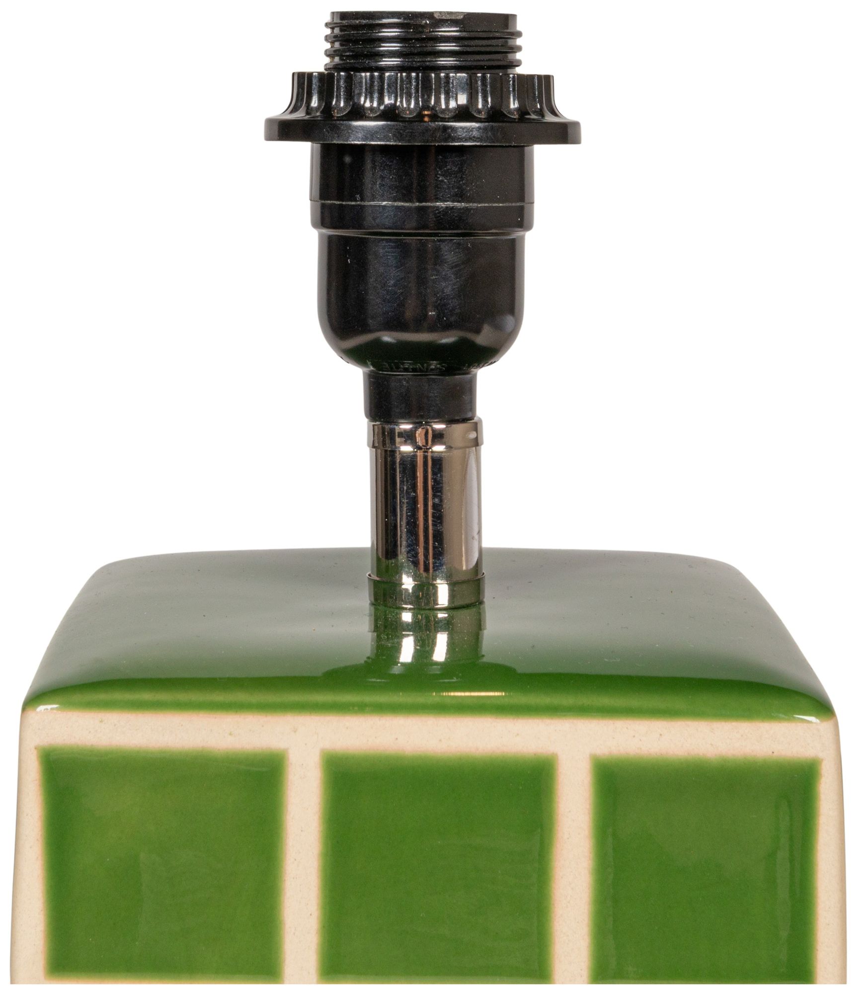 Image 5 Green Grid Stoneware Table Lamp with Lin more views