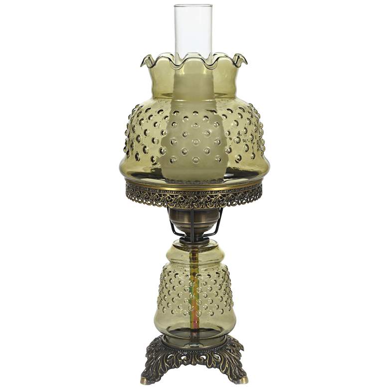 Image 1 Green Hobnail Glass 18 1/2 inch High Hurricane Accent Table Lamp