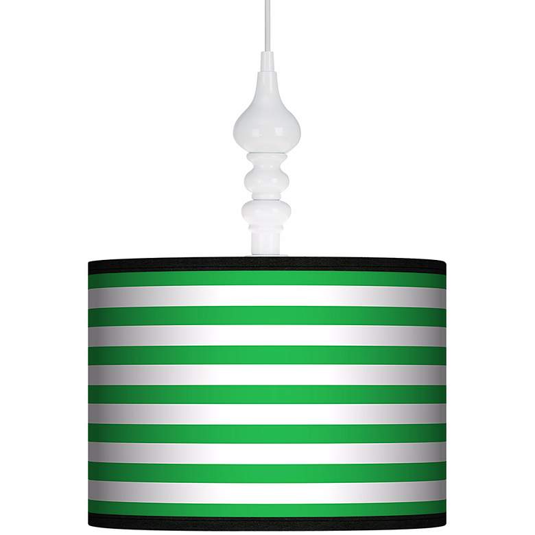 Image 1 Green Horizontal Stripe 13 1/2 inch Wide White Swag Chandelier
