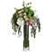 Green Hydrangea and Pink Rose 23" High Faux Floral Bouquet