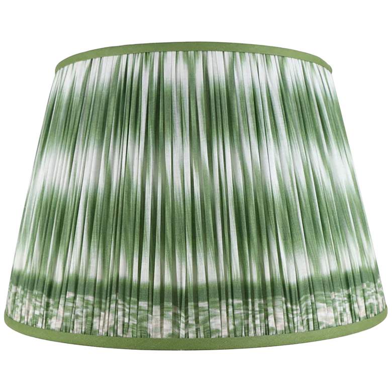 Image 1 Green Ikat Print Pleated Empire Lamp Shade 10x14x10 (Spider)