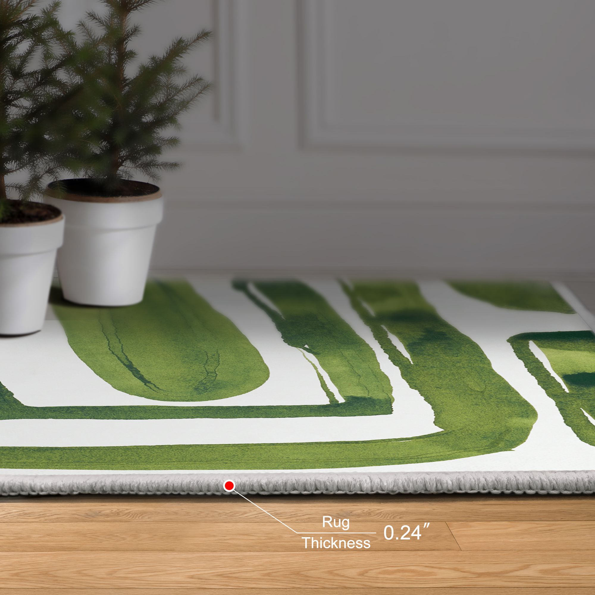 Image 6 Green Labyrinth II Washable Abstract Art Area Rug size 5'x8' more views