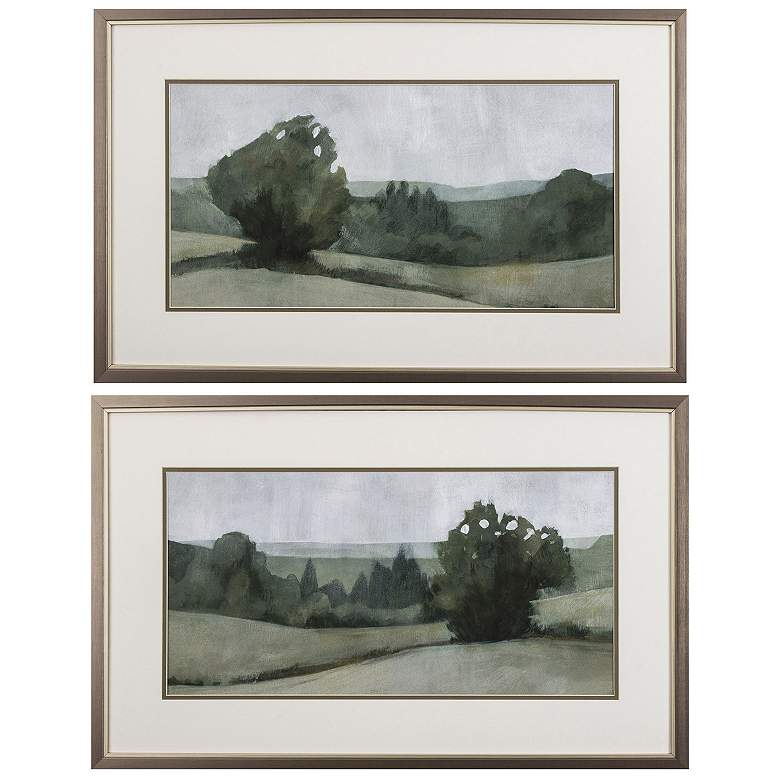 Image 1 Green Landscape 31"W x 19"H Framed Art Set of 2