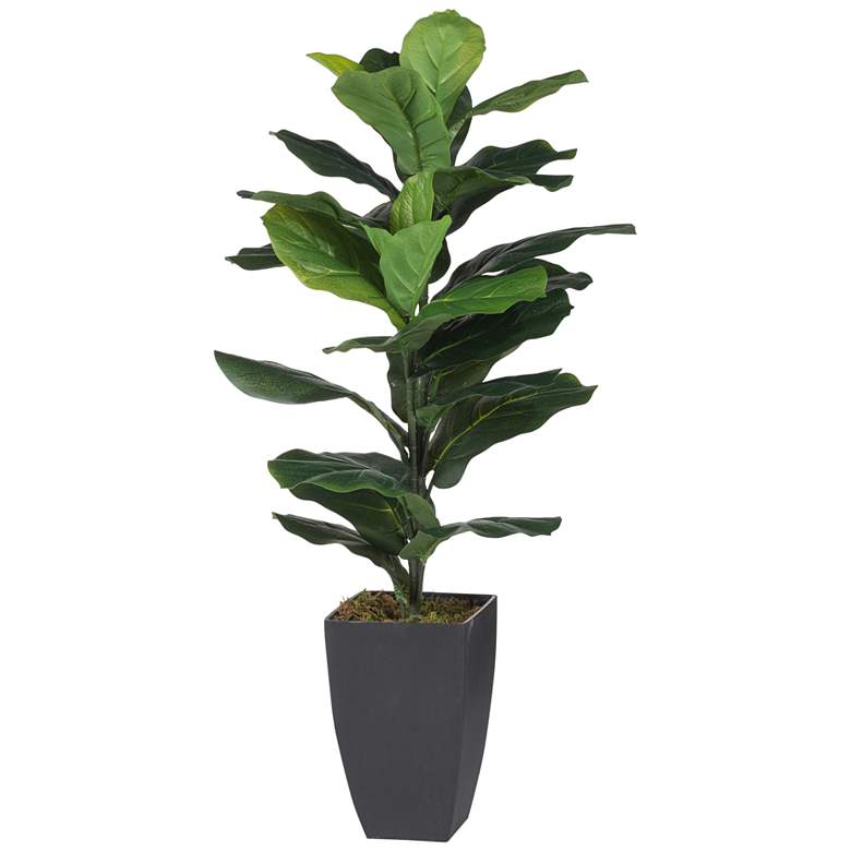 Image 1 Green Leaf Fig 35 1/2" High Faux Plant in Potted Fiddle