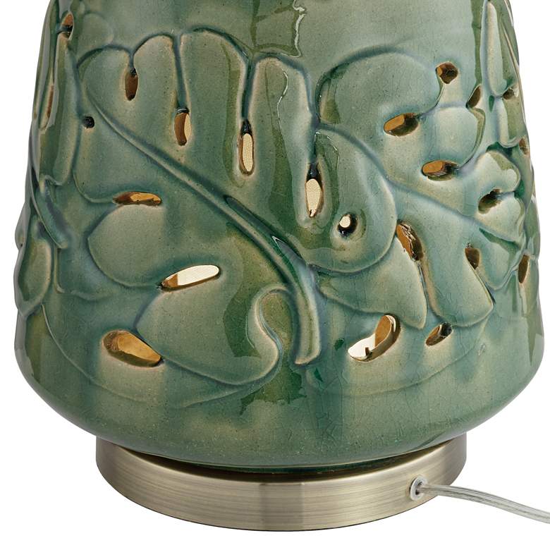 Green Leaves Glaze Ceramic Table Lamp with Nightlight more views