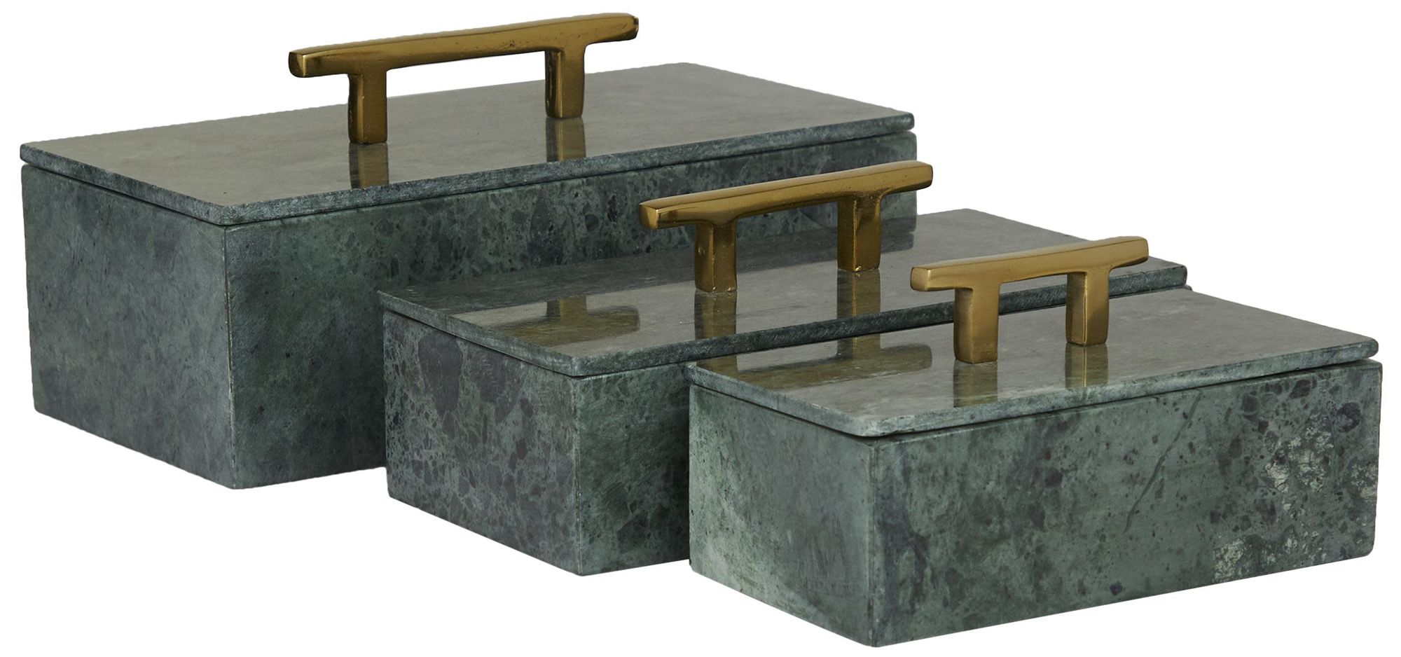 Image 6 Green Marble Modern Box, S/3 12", 10", 8"W more views