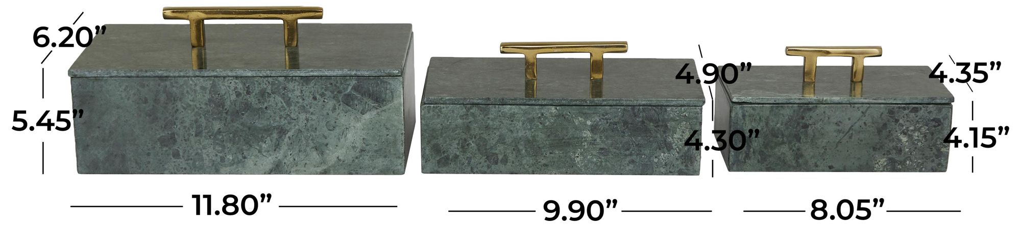 Image 7 Green Marble Modern Box, S/3 12", 10", 8"W more views