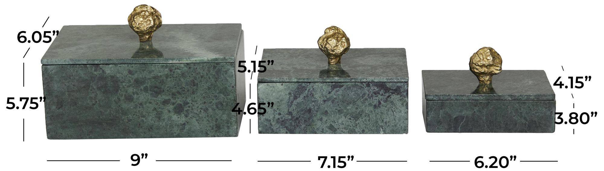 Image 6 Green Marble Modern Box, S/3 9", 7", 6"W more views