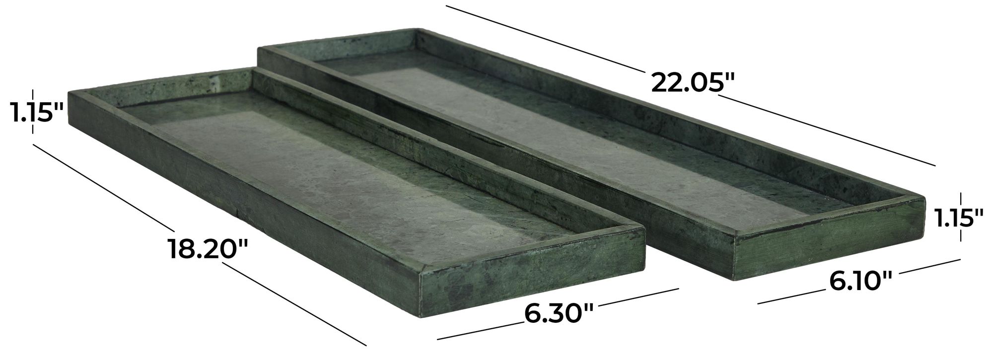 Image 6 Green Marble Modern Tray, S/2 22", 18"W more views