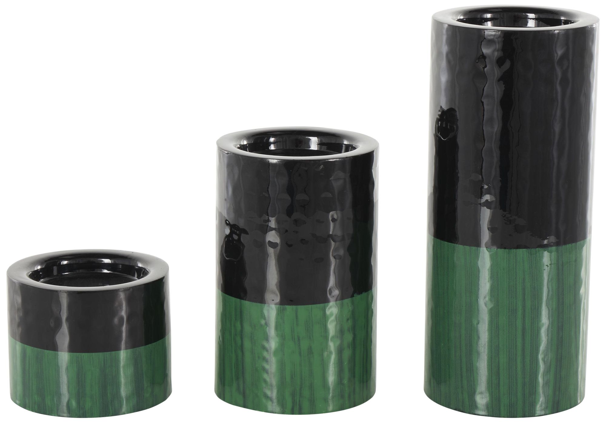 Image 6 Green Metal Modern Candle Holder, S/3 11", 7", 4"H more views